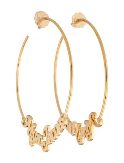 Pre-owned Marc Jacobs X New York Magazine Crystal Logo Hoop Earrings In Multicolor