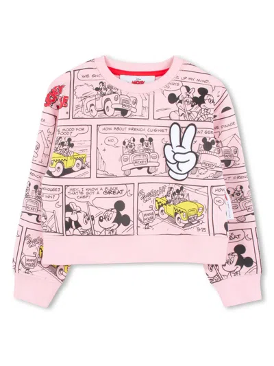 Marc Jacobs Kids' Mickey Mouse Print Crewneck Sweatshirt In Pink