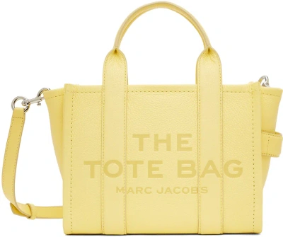 Marc Jacobs Yellow 'the Leather Small Tote Bag' Tote In 740 Custard