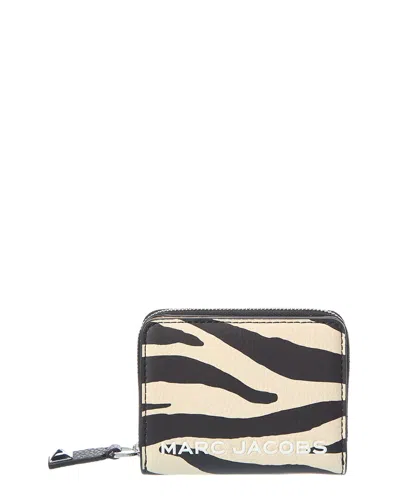 Marc Jacobs Zebra Bold Slg Mini Leather Compact Wallet In Black