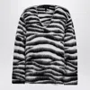 Marc Jacobs Wool Blend Zebra Patterned V Neck Jumper In Black