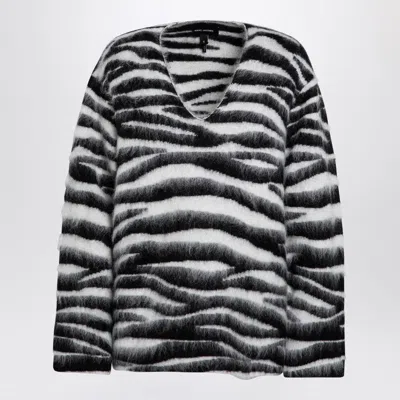 Marc Jacobs Zebra-patterned Jumper In Wool Blend Women In Black