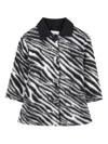 Marc Jacobs Zebra-print Coat In Black