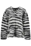 Marc Jacobs Wool Blend Zebra Patterned V Neck Jumper In White