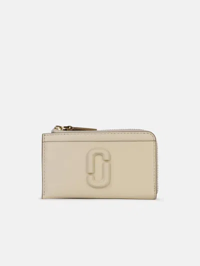 Marc Jacobs 'zip' Black Leather Wallet In White