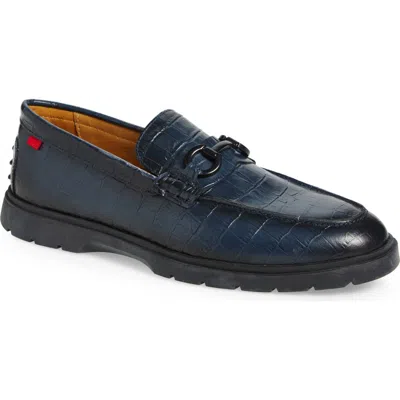 Marc Joseph New York Bond Street Bit Loafer In Navy Croco Black Sole