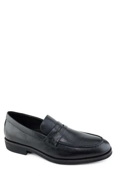 Marc Joseph New York Dawson Penny Loafer In Black Grainy