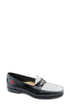 Marc Joseph New York East Village 2.0 Penny Loafer In Black White Polished Napa