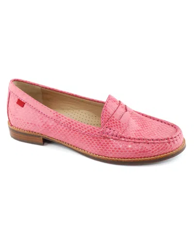 Marc Joseph New York East Village Leather Flat In Pink Snake