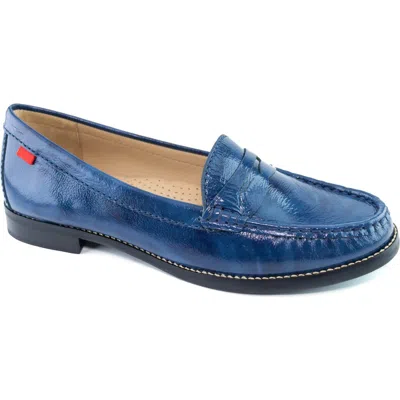 Marc Joseph New York East Village Penny Loafer In Denim Stained Patent