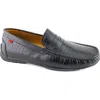 Marc Joseph New York Hamilton Penny Strap Driving Loafer In Black Croco