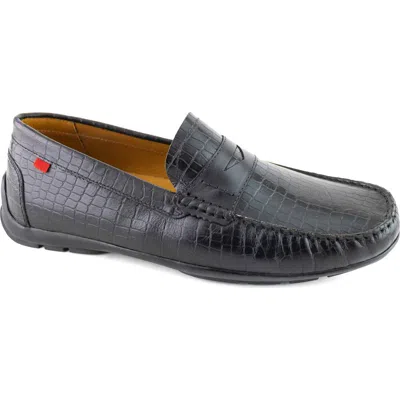 Marc Joseph New York Hamilton Penny Strap Driving Loafer In Black Croco