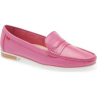 Marc Joseph New York Hamptons Penny Loafer In Pink Napa/white Sole