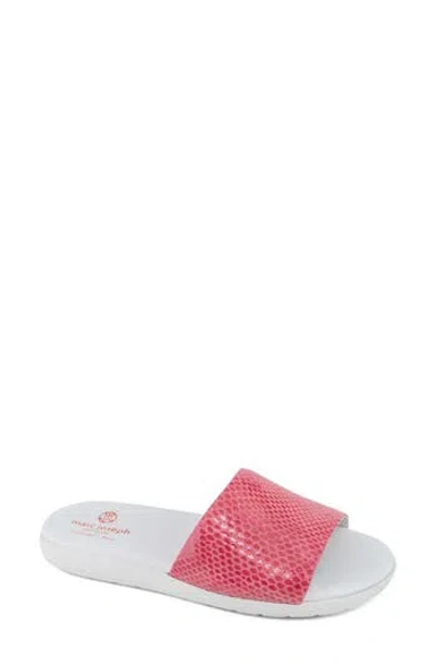 Marc Joseph New York Hudson Snakeskin Embossed Slide Sandal In Pink Snake