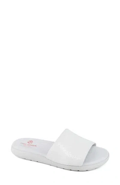 Marc Joseph New York Hudson Snakeskin Embossed Slide Sandal In White Snake