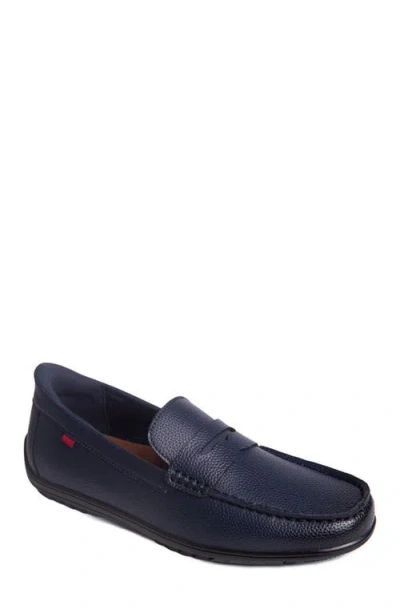Marc Joseph New York John Street Hands Free Technology Leather Slip On Penny Loafer In Blue