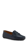 Marc Joseph New York Naples Penny Loafer In Navy Grainy