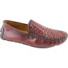 Marc Joseph New York Spring Street Woven Leather Driving Loafer In Wine Basket Napa