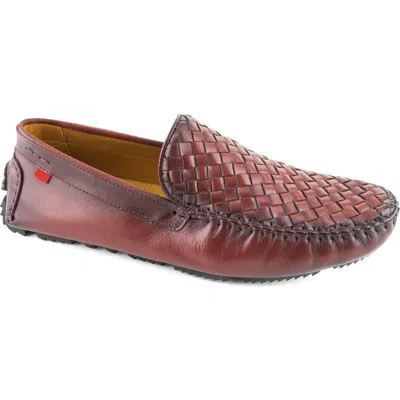 Marc Joseph New York Spring Street Woven Leather Driving Loafer In Wine Basket Napa
