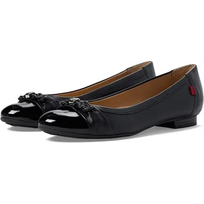 Marc Joseph New York Women's  Park Ave Flat Black Patent Cap Toe Slip On Zogg2140