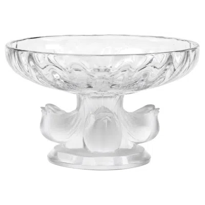 Pre-owned Marc Lalique Vintage Lalique France Frosted Crystal Nogent Dove Compote Coupe Bowl In Gray