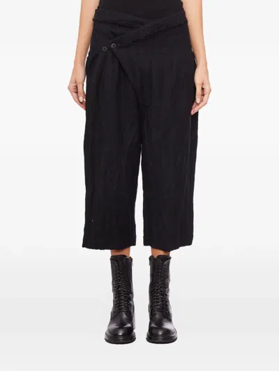 Marc Le Bihan Asymmetric Button Trousers In Black
