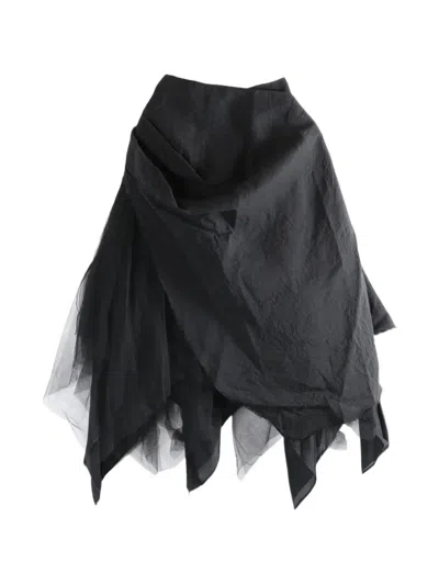 Marc Le Bihan Asymmetric Layered Mid Skirt In Black