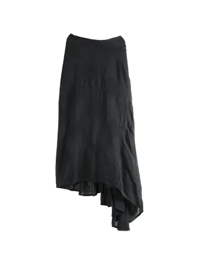 Marc Le Bihan Asymmetric Pleated Mid Skirt In Black
