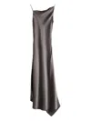 Marc Le Bihan Asymmetric Silk Midi Dress In Gray