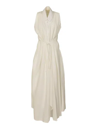 Marc Le Bihan Belted Waist Sleeveless Dress In White