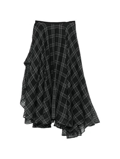 Marc Le Bihan Check-pattern Asymmetric Skirt In Multi