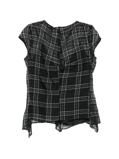 Marc Le Bihan Check-pattern Sheer Blouse In Black