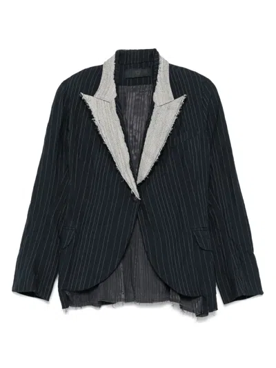 Marc Le Bihan Contrast-lapels Blazer In Blue