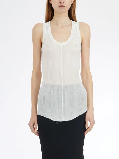 Marc Le Bihan Raw-edge Ribbed Tank Top In White