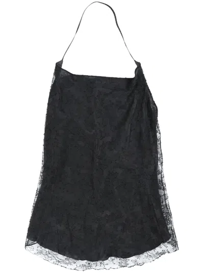 Marc Le Bihan Cowl-effect Lace Lblouse In Black