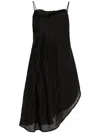 Marc Le Bihan Crinkled Asymmetric Silk Minidress In Black