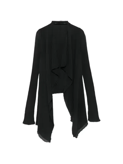 Marc Le Bihan Crinkled Draped Cardigan In Black