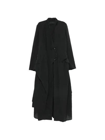 Marc Le Bihan Crinkled Long Coat In Black