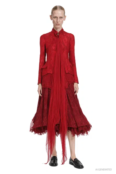 Marc Le Bihan Crinkled Organza And Brocade Jacket In Red