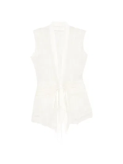 Marc Le Bihan Floral Sheer Gilet In White