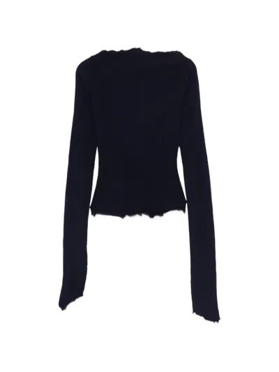 Marc Le Bihan Frayed Long-sleeved T-shirt In Blue