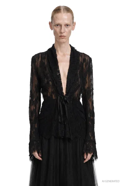Marc Le Bihan Lace Blazer In Black