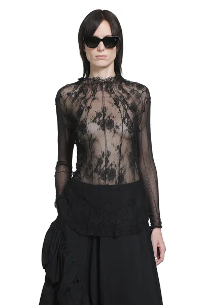 Marc Le Bihan Lace Corset Long Sleeve Top In Black