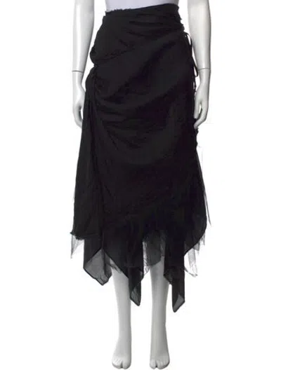 Pre-owned Marc Le Bihan Linen Long Skirt In Black