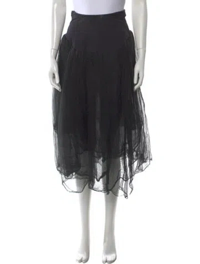 Pre-owned Marc Le Bihan Linen Midi Length Skirt In Black