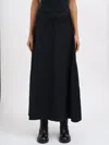 Marc Le Bihan Long Cotton And Wool Skirt In Black