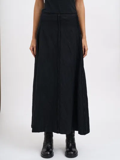 Marc Le Bihan Long Cotton And Wool Skirt In Black