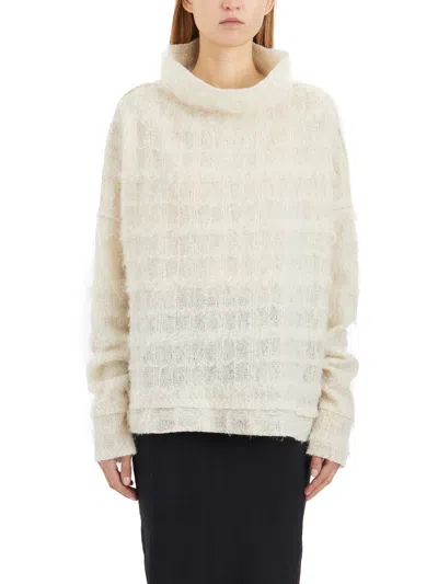 Marc Le Bihan Mohair And Wool Turtleneck Sweater In White