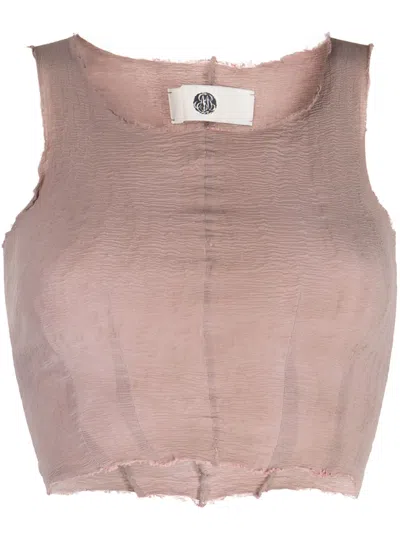 Marc Le Bihan Raw-cut Crew-neck Crop Top In Purple