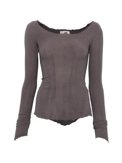 Marc Le Bihan Raw-edge Panelled T-shirt In Gray